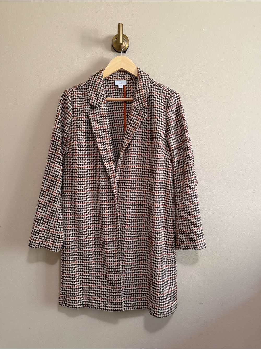 J. Jill Houndstooth Blazer Coat in rust, cream & Brown